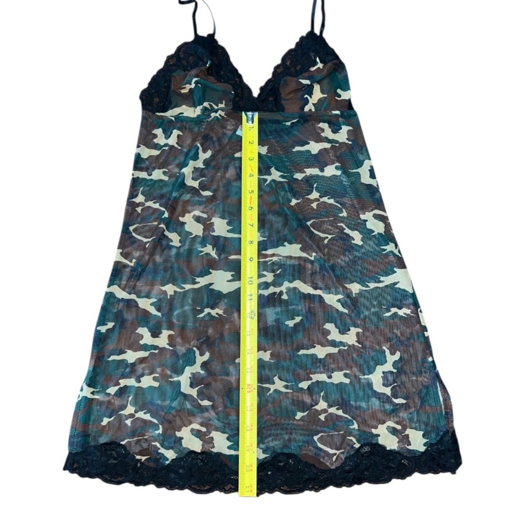Vintage Hot Topic 90’s Y2K Sheer Camouflage Lace Trim Slip Dress / Chemise - Picture 4 of 7